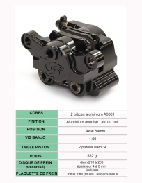 Etrier de frein arrière AXIAL, modèle BILLET piston diam.34