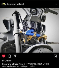 Kit montage pour amortisseur de direction Hyperpro YAMAHA MT-09 2021 2023;YAMAHA XSR 900 2021 2024