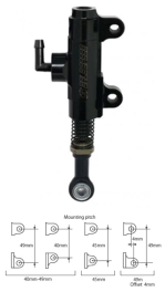 Maitre cylindre arrière, rotule uniball diam.6, entraxe des fixations réglable 40-49mm