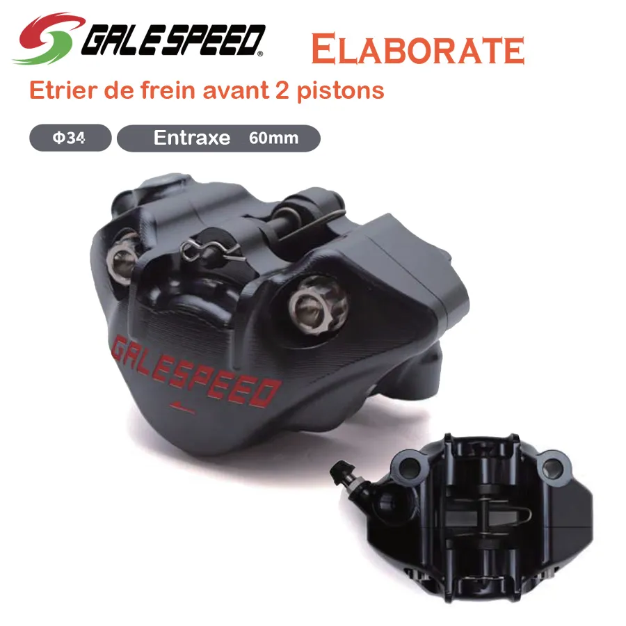 Etrier de frein avant complet RADIAL, modèle ELABORATE, version 2 pistons