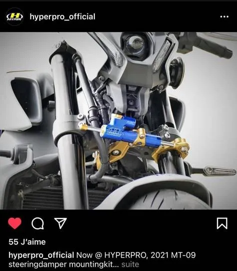 Kit montage pour amortisseur de direction Hyperpro YAMAHA MT-09 2021 2023;YAMAHA XSR 900 2021 2024